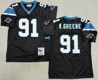Men's Carolina Panthers #91 Kevin Greene Black 1996 Throwback Jersey