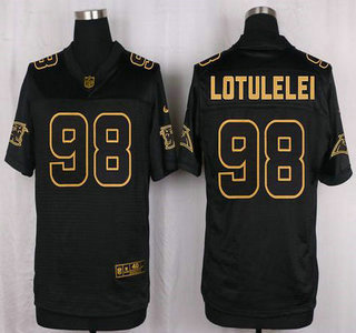 Men's Carolina Panthers #98 Star Lotulelei 2016 Pro Line Black Gold Collection Jersey