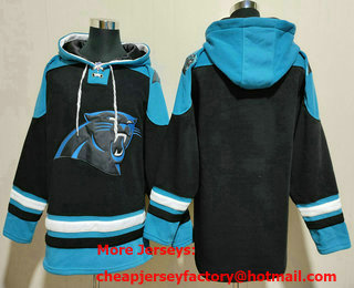 Men's Carolina Panthers Blank Black Ageless Must Have Lace Up Pullover Hoodie