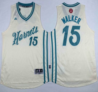 Men's Charlotte Hornets #15 Kemba Walker Revolution 30 Swingman 2015 Christmas Day Cream Jersey