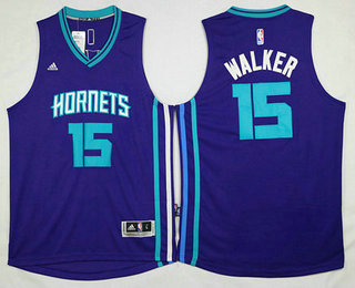 Men's Charlotte Hornets #15 Kemba Walker Revolution 30 Swingman 2015 New Purple Jersey