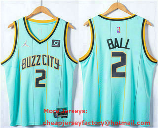 Men's Charlotte Hornets #2 LaMelo Ball Blue 75th Anniversary Stitched NBA Jersey