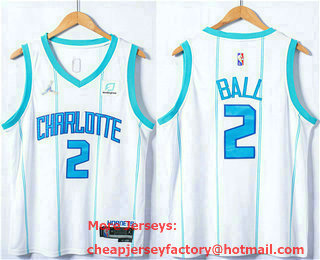 Men's Charlotte Hornets #2 LaMelo Ball White 75th Anniversary Stitched NBA Jersey