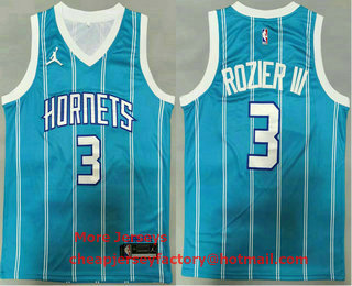 Men's Charlotte Hornets #3 Terry Rozier III Light Blue 2021 Brand Jordan Swingman Jersey