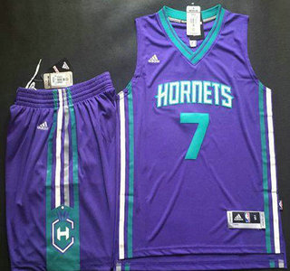 Men's Charlotte Hornets #7 Jeremy Lin Revolution 30 Swingman 2015 New Purple Jersey Short Suits