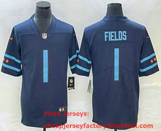 Men's Chicago Bears #1 Justin Fields Navy 2019 City Edition Limited Stitched NFL Jersey