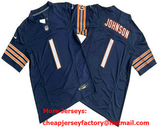 Men's Chicago Bears #1 Roschon Johnson Navy Blue Vapor FUSE Limited Stitched Jersey