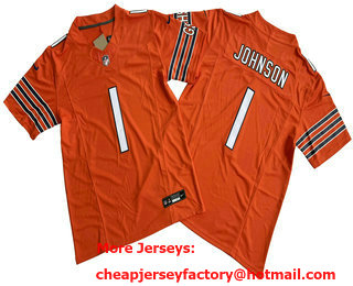 Men's Chicago Bears #1 Roschon Johnson Orange Vapor FUSE Limited Stitched Jersey