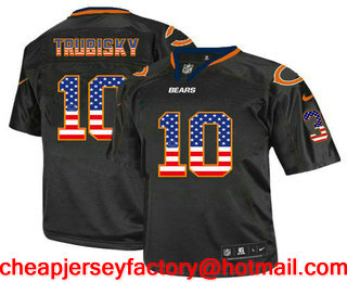 Men's Chicago Bears #10 Mitchell Trubisky Black USA Flag Fashion Stitched NFL Nike Elite Jersey