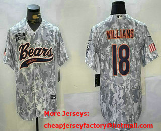 Men's Chicago Bears #18 Caleb Williams Arctic Camo 2024 Salute to Service Stitched Baseball Jersey