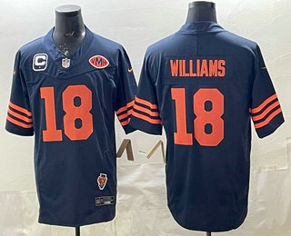 Men's Chicago Bears #18 Caleb Williams Limited Navy Alternate FUSE VMH Patch Vapor Jersey