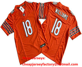 Men's Chicago Bears #18 Caleb Williams Limited Orange FUSE Vapor Jersey