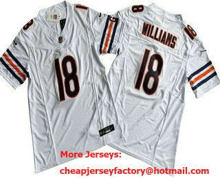 Men's Chicago Bears #18 Caleb Williams Limited White FUSE Vapor Jersey