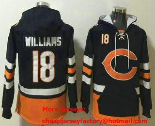Men's Chicago Bears #18 Caleb Williams NEW Navy Blue Pocket Stitched NFL Pullover Hoodie
