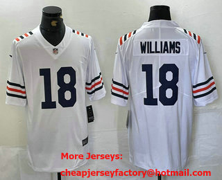 Men's Chicago Bears #18 Caleb Williams White 2024 Vapor Stitched Nike Alternate Classic Limited Jersey