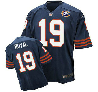 Men's Chicago Bears #19 Eddie Royal Navy Blue Throwback Alternate Nike Elite Jersey