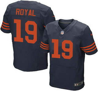 Men's Chicago Bears #19 Eddie Royal Navy Blue With Orange Alternate NFL Nike Elite Jersey