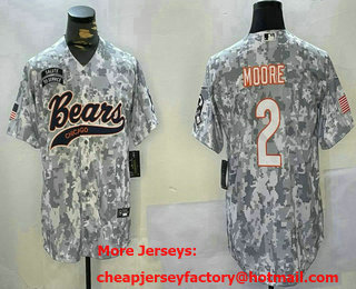 Men's Chicago Bears #2 DJ Moore Arctic Camo 2024 Salute to Service Stitched Baseball Jersey