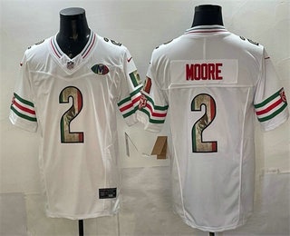 Men's Chicago Bears #2 DJ Moore White Mexico FUSE With VMH Patch Stitched Jersey
