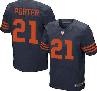 Men's Chicago Bears #21 Tracy Porter Navy Blue With Orange Alternate NFL Nike Elite Jersey