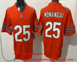 Men's Chicago Bears #25 Kyle Monangai Limited Orange FUSE Vapor Jersey
