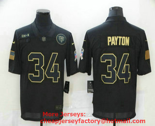 Men's Chicago Bears #34 Walter Payton Black 2020 Salute To Service Stitched NFL Nike Limited Jersey