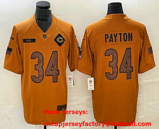 Men's Chicago Bears #34 Walter Payton Brown 2023 Salute To Service Limited Stitched Jersey