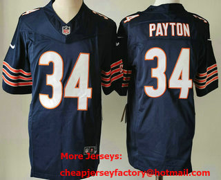 Men's Chicago Bears #34 Walter Payton Navy Blue 2023 FUSE Vapor Untouchable Limited Stitched Jersey