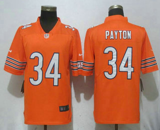 Men's Chicago Bears #34 Walter Payton Orange 2017 Vapor Untouchable Stitched NFL Nike Limited Jersey