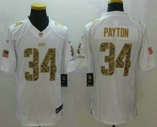 Men's Chicago Bears #34 Walter Payton White Salute To Service Stitched NFL Nike Limited Jersey