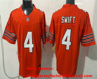 Men's Chicago Bears #4 DAndre Swift Limited Orange FUSE Vapor Jersey