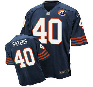 Men's Chicago Bears #40 Gale Sayers Navy Blue Throwback Alternate Nike Elite Jersey