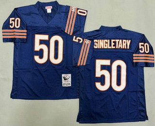 Men's Chicago Bears #50 Mike Singletary Navy Throwback Jersey