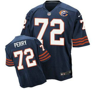 Men's Chicago Bears #72 William Perry Navy Blue Throwback Alternate Nike Elite Jersey