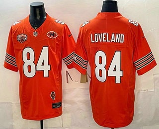 Men's Chicago Bears #84 Colston Loveland Orange FUSE North Division Champions Patch Vapor Limited Jersey