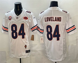 Men's Chicago Bears #84 Colston Loveland White FUSE North Division Champions Patch Vapor Limited Jersey
