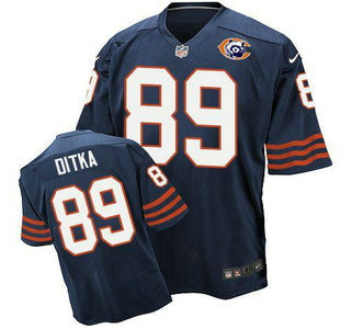 Men's Chicago Bears #89 Mike Ditka Navy Blue Throwback Alternate Nike Elite Jersey
