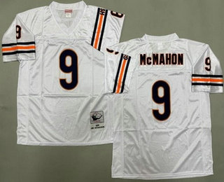 Men's Chicago Bears #9 Jim McMahon White 1985 Throwback Jersey