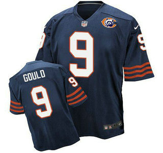 Men's Chicago Bears #9 Robbie Gould Navy Blue Throwback Alternate Nike Elite Jersey