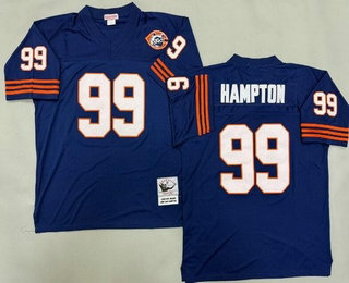 Men's Chicago Bears #99 Dan Hampton Navy Bear Patch Throwback Jersey