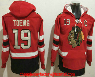 Men's Chicago Blackhawks #19 Jonathan Toews NEW Red Stitched NHL Old Tim Hockey Hoodie