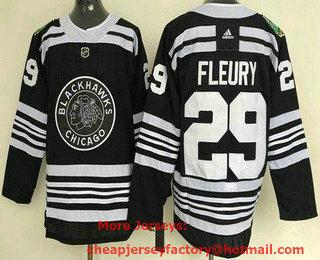 Men's Chicago Blackhawks #29 Marc Andre Fleury Black 2019 Winter Classic Stitched NHL Jersey