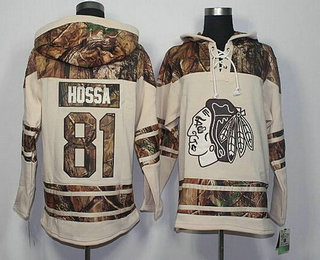 Men's Chicago Blackhawks #81 Marian Hossa Old Time Hockey Cream With Camo Hoodie