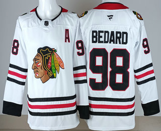 Men's Chicago Blackhawks #98 Connor Bedard White Authentic Jersey