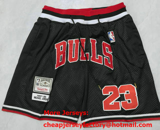 Men's Chicago Bulls #23 Michael Jordan 1997-98 Black Hardwood Swingman Throwback Shorts