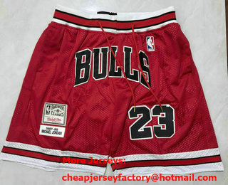 Men's Chicago Bulls #23 Michael Jordan 1997-98 Red Hardwood Swingman Throwback Shorts