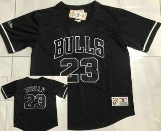 Men's Chicago Bulls #23 Michael Jordan Black Short Sleeved AU Throwback Jersey