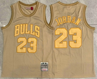 Men's Chicago Bulls #23 Michael Jordan Gold 1984 Throwback Swingman Jersey
