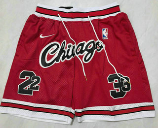 Men's Chicago Bulls #23 Michael Jordan Red Just Don Shorts