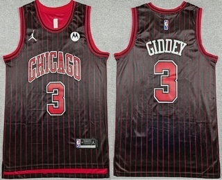 Men's Chicago Bulls #3 Josh Giddey Black Statement Sponsor Swingman Jersey